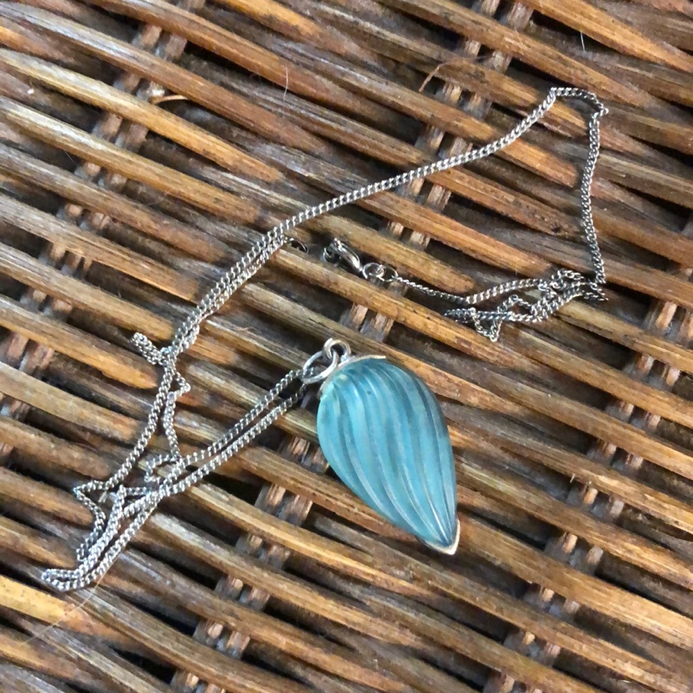 Vintage sea glass pendant with chain